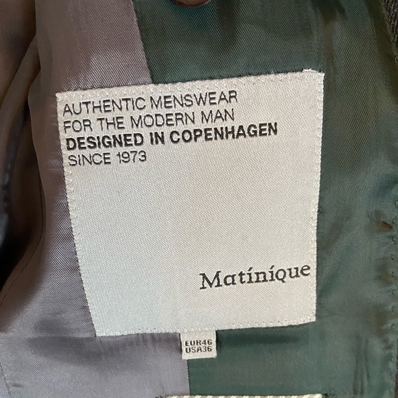 Matinique Men’s Blazer Grey Check 36R Denmark Danish European - Picture 3 of 8